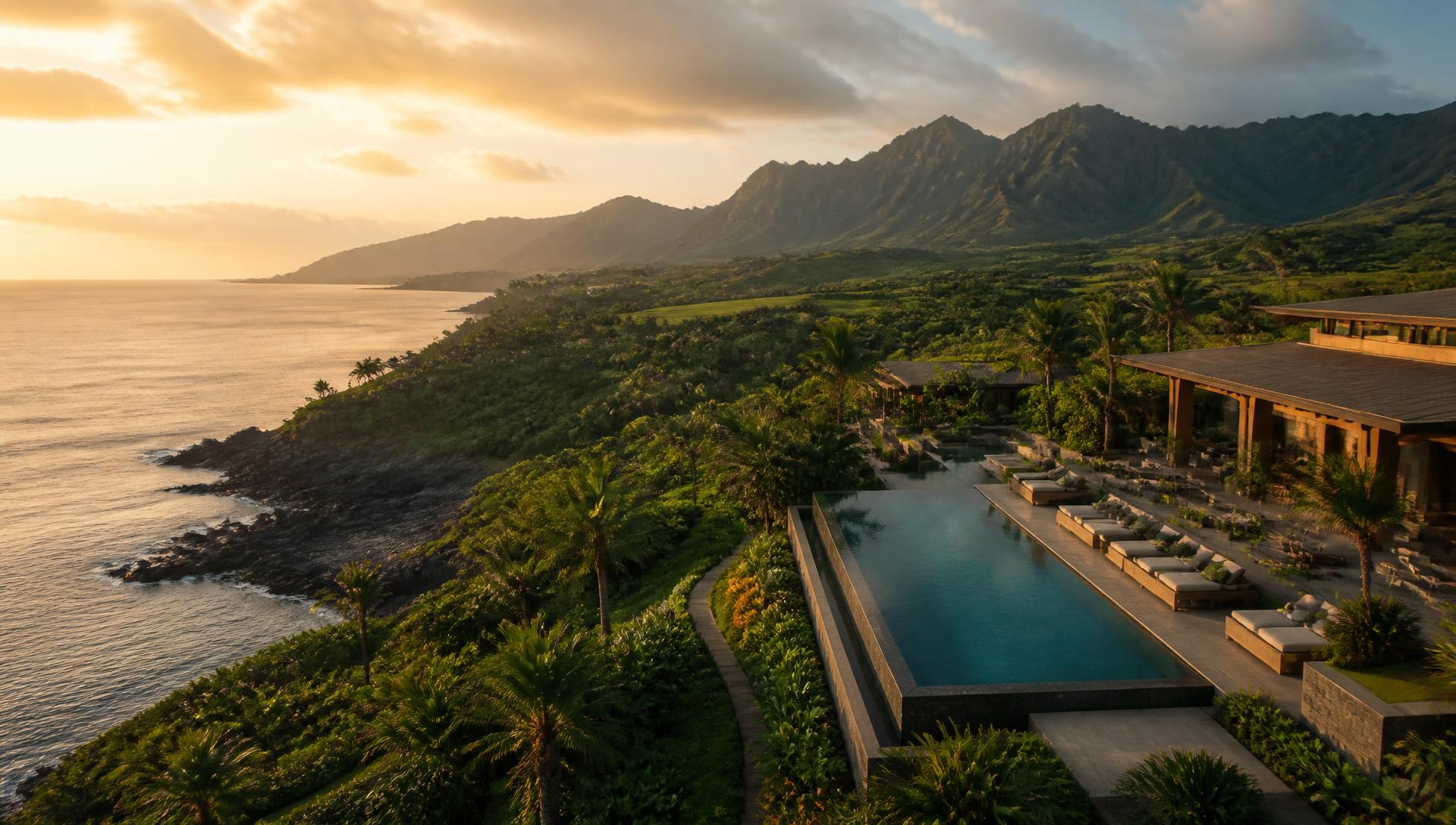 Aloha Maharlika Living resort at golden hour